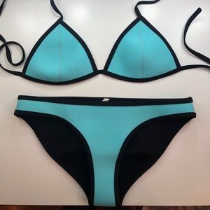 Triangl Swimwear inspired blue and black bikini